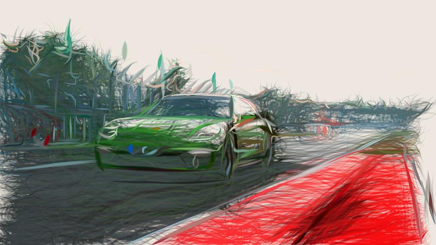 Porsche Panamera GTS Drawing #6 Digital Art by CarsToon Concept
