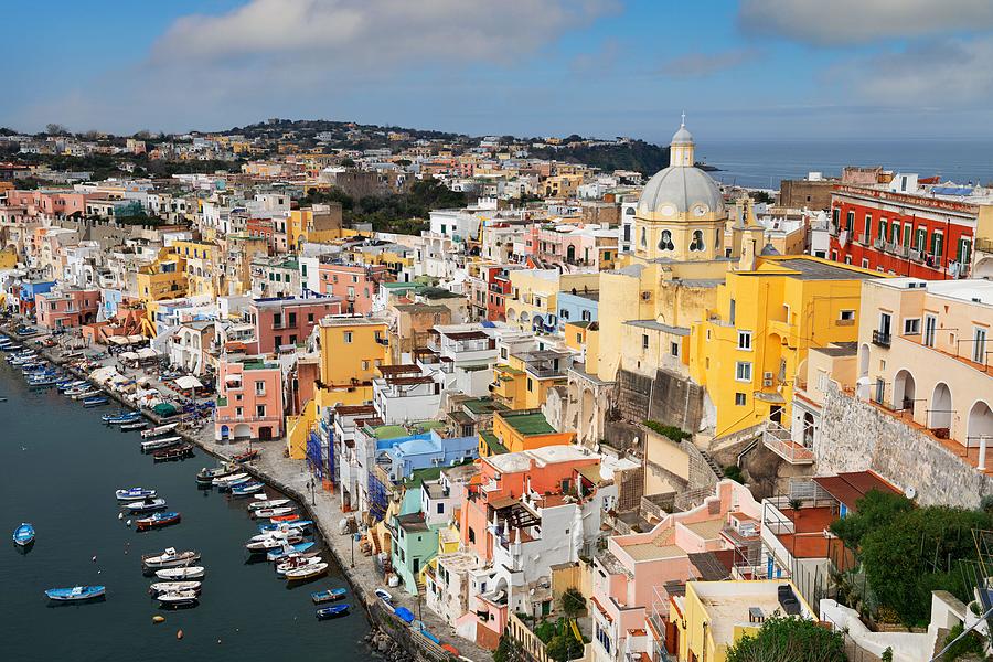 Architecture Photograph - Procida, Italy Old Town Skyline #5 by Sean Pavone