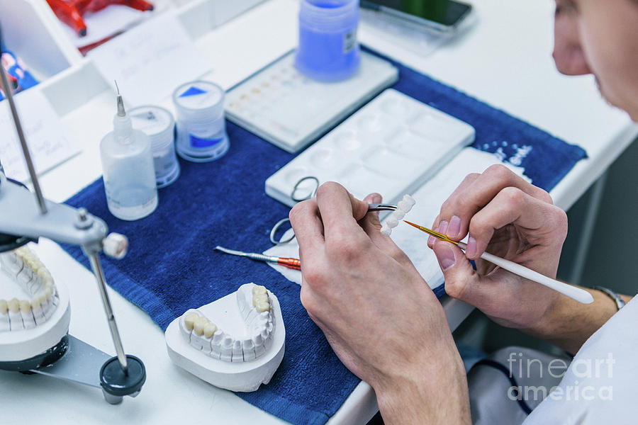 Prosthetic Dentistry Technician At Work Photograph by Microgen Images