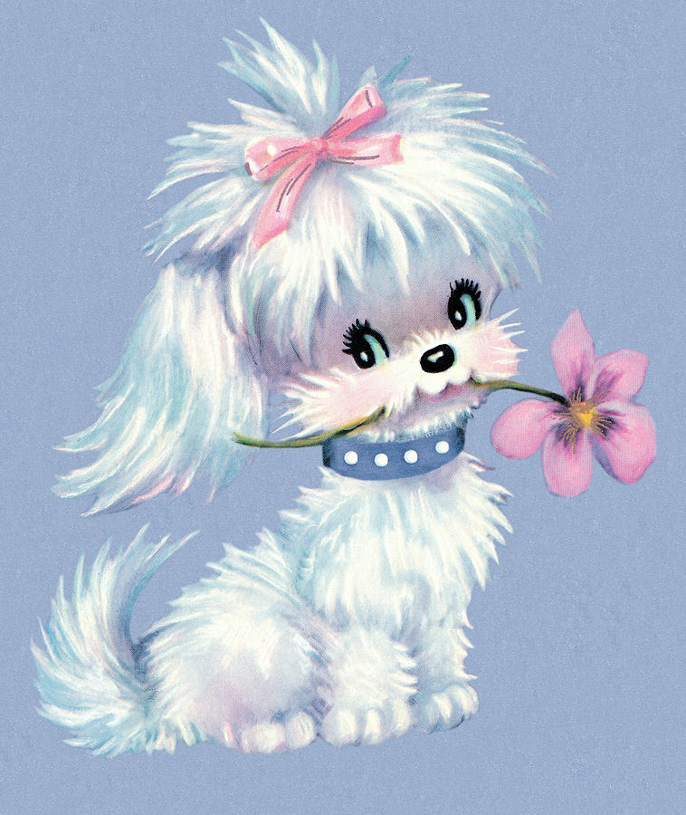 Vintage Drawing - Puppy #5 by CSA Images
