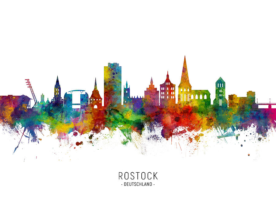 Rostock Germany Skyline #5 Digital Art by Michael Tompsett