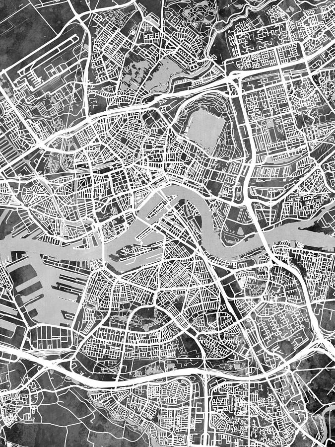 Rotterdam Netherlands City Map #5 Digital Art by Michael Tompsett