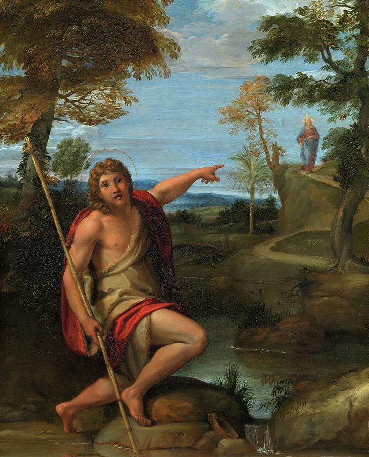 Saint John The Baptist Bearing Witness Painting by Annibale Carracci ...