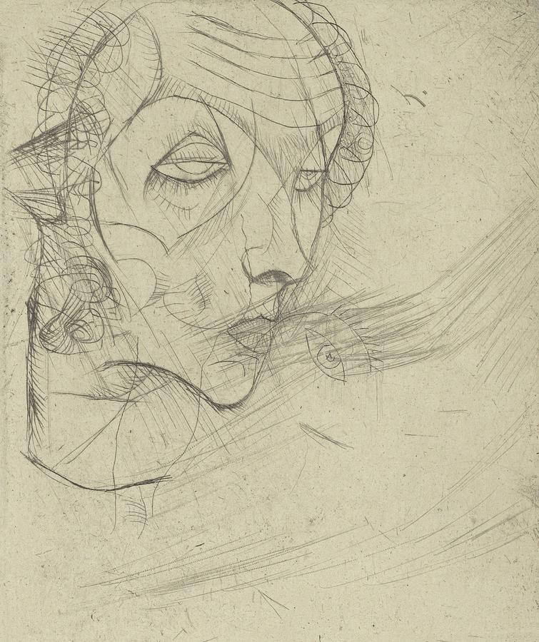 Abstract Drawing - Self-portrait by Egon Schiele
