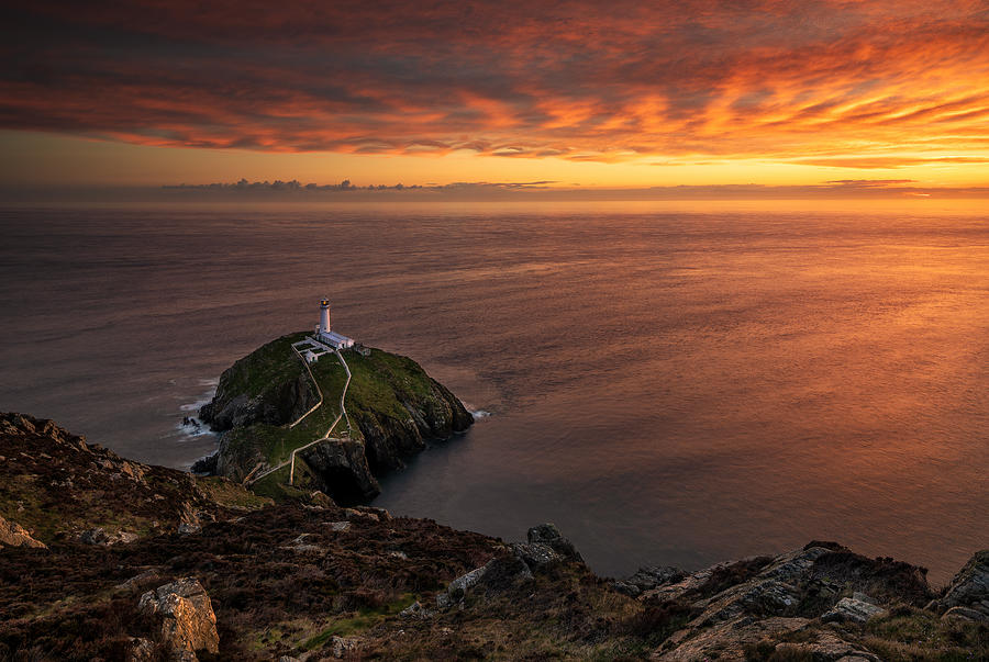 Sunset Photograph - South Stack Lighthouse #5 by Peter Krocka