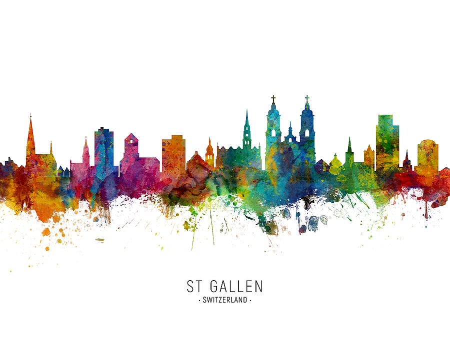 St Gallen Switzerland Skyline #5 Digital Art by Michael Tompsett