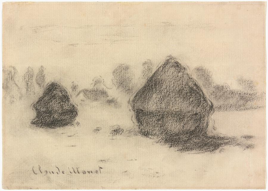 Stacks Of Wheat Drawing by Claude Monet Stacks Of Wheat Drawing by Claude Monet