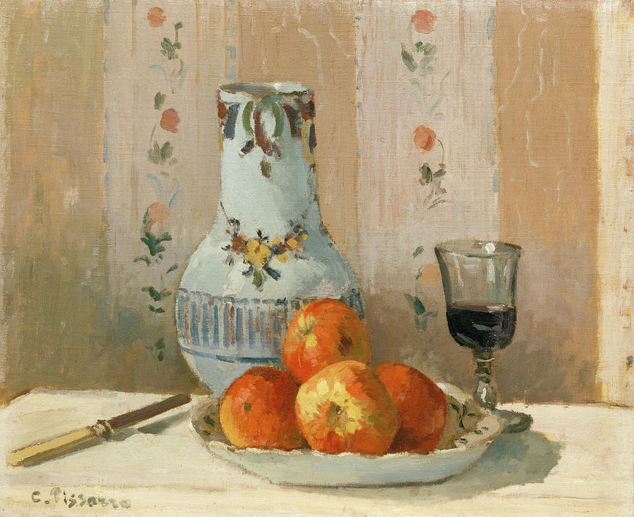 Camille Pissarro Painting - Still Life with Apples and Pitcher #5 by Camille Pissarro