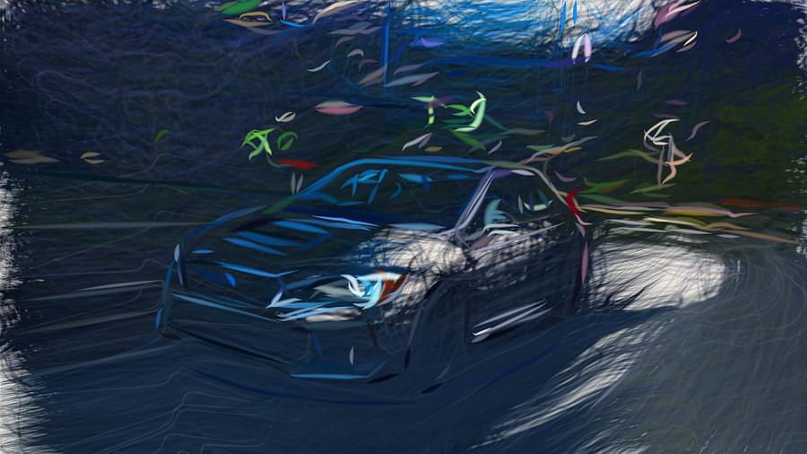 Subaru WRX Drawing #6 Digital Art by CarsToon Concept