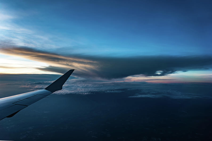 Sunset view from airplane window #5 Photograph by Alex Grichenko