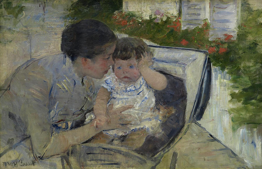 Mary Stevenson Cassatt Painting - Susan Comforting the Baby #5 by Mary Cassatt