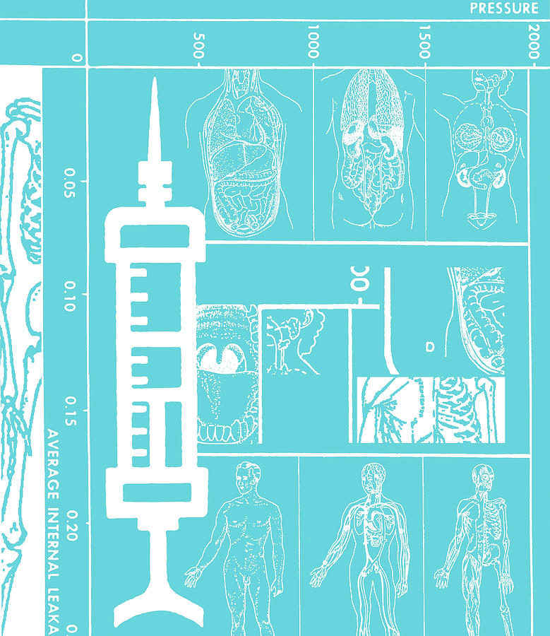 Vintage Drawing - Syringe #5 by CSA Images