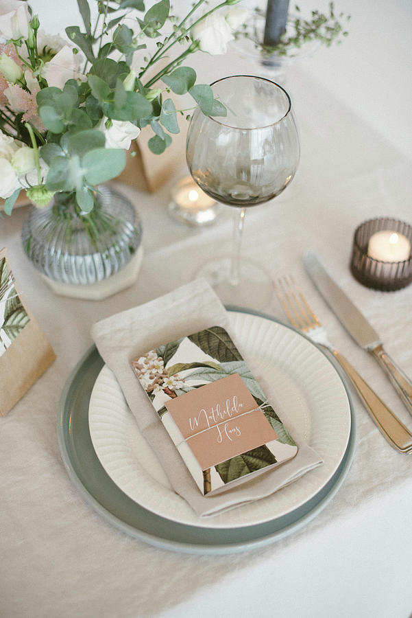 Table Festively Set For Wedding In Natural Shades #5 Photograph by Katja Heil