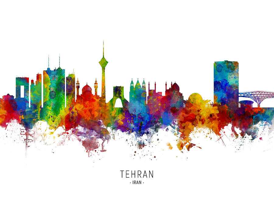 Tehran Iran Skyline #5 Digital Art by Michael Tompsett