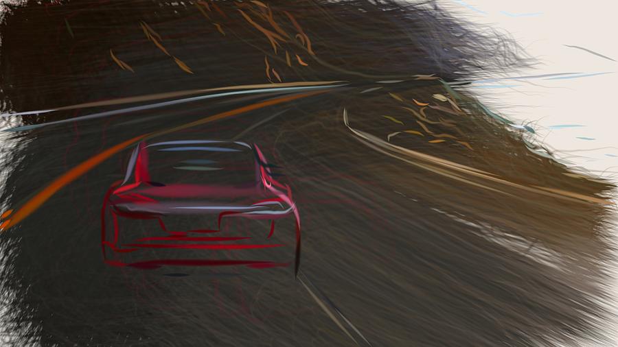 Tesla Model S Drawing #6 Digital Art by CarsToon Concept