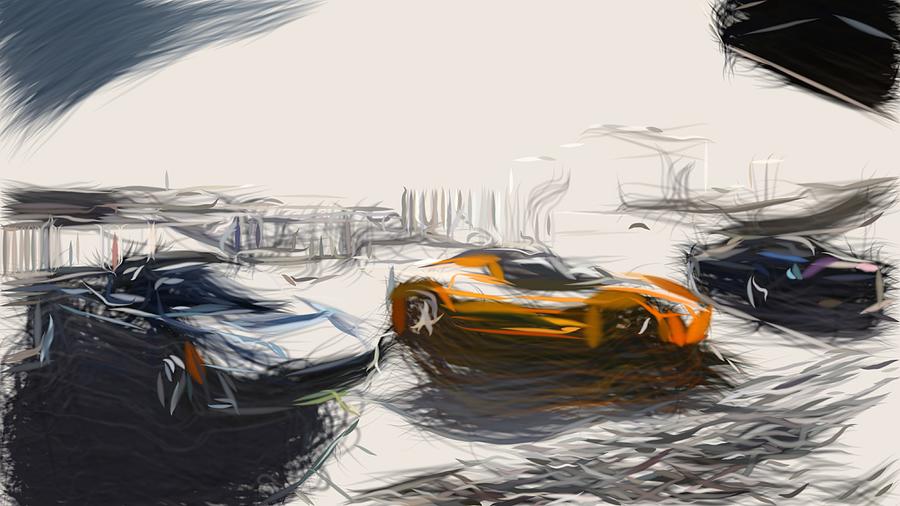 Tesla Roadster Draw #6 Digital Art by CarsToon Concept