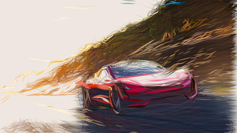Tesla Roadster Drawing #6 Digital Art by CarsToon Concept