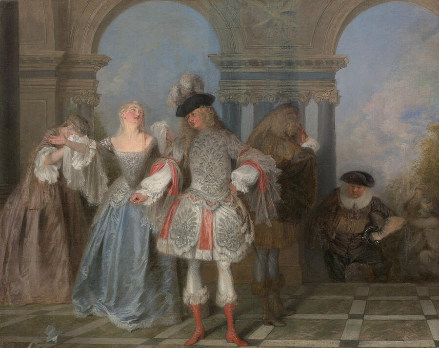 The French Comedians #5 Painting by Antoine Watteau