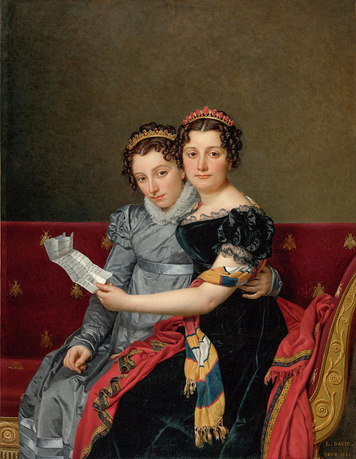 Portrait Painting - The Sisters Zenaide and Charlotte Bonaparte #5 by Jacques-Louis David