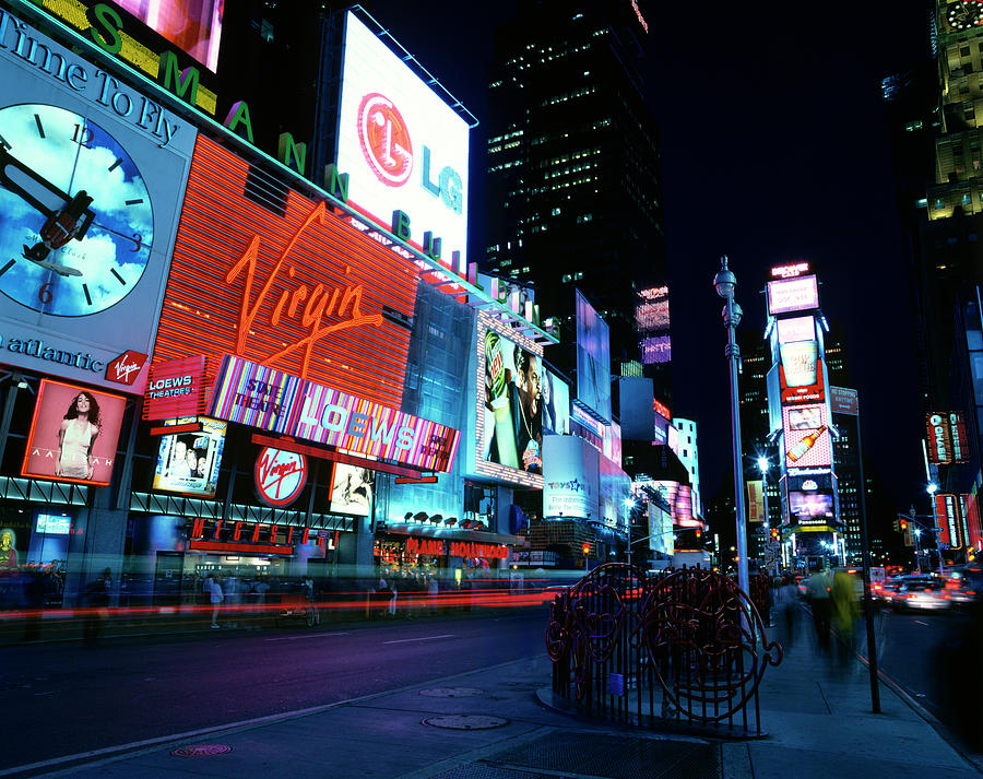 Times Square At Dusk Virgin Megastore Photograph by Vintage Images ...