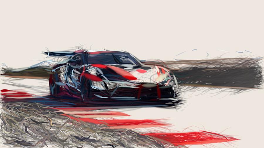 Toyota GR Supra Racing Drawing Digital Art by CarsToon Concept Fine