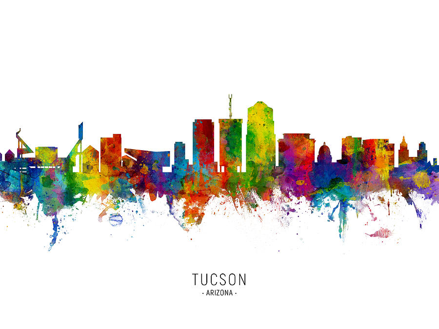 Tucson Digital Art - Tucson Arizona Skyline #5 by Michael Tompsett
