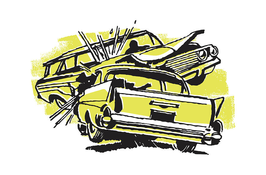 Transportation Drawing - Two Car Collision #5 by CSA Images