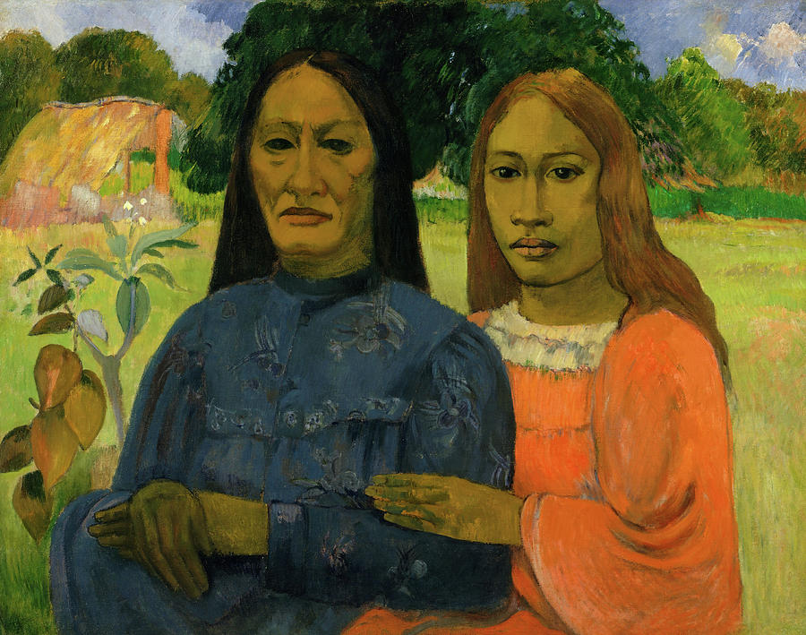 Two Women Painting By Paul Gauguin