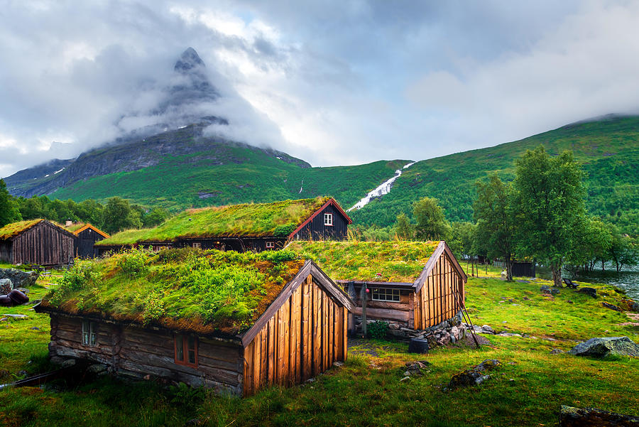 Summer Photograph - Typical Norwegian Old Wooden Houses #5 by Ivan Kmit