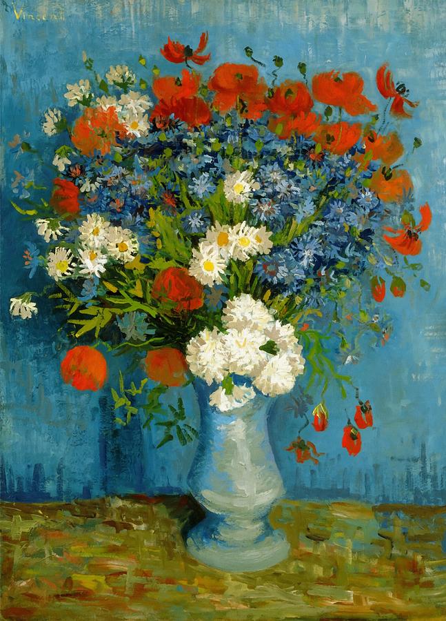 Vase With Cornflowers And Poppies #2 Painting by Vincent Van Gogh