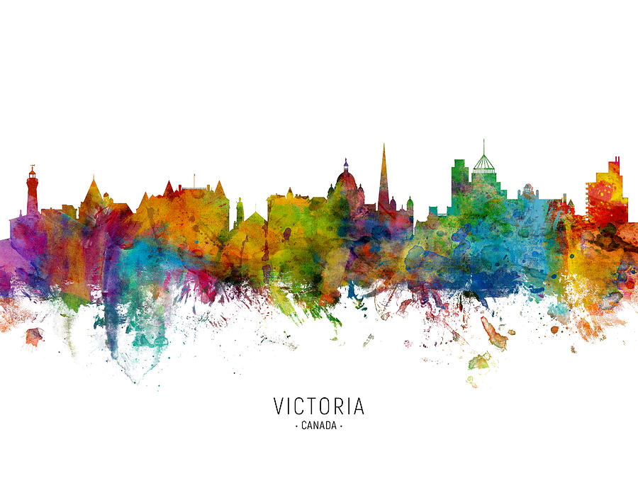 Skyline Digital Art - Victoria Canada Skyline #5 by Michael Tompsett