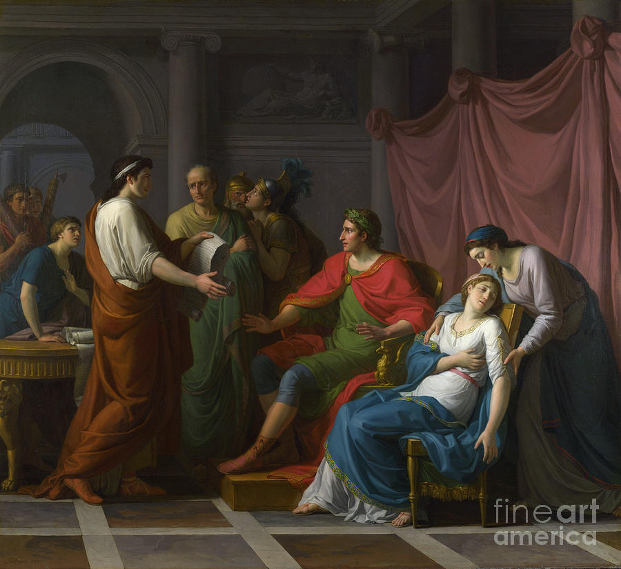 1787 Painting - Virgil Reading The Aeneid To Augustus And Octavia by Jean Joseph Taillasson