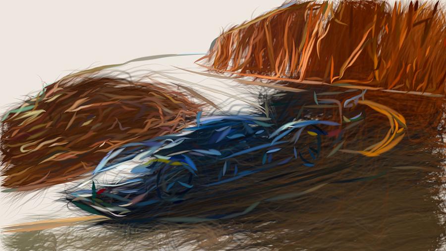 Volkswagen ID R Pikes Peak Drawing #6 Digital Art by CarsToon Concept