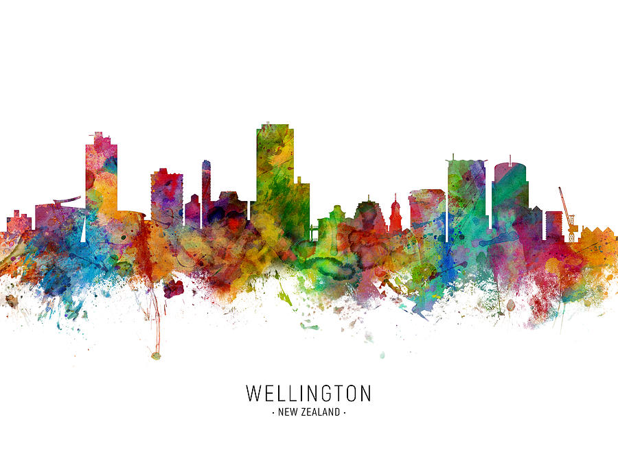 Skyline Digital Art - Wellington New Zealand Skyline #5 by Michael Tompsett