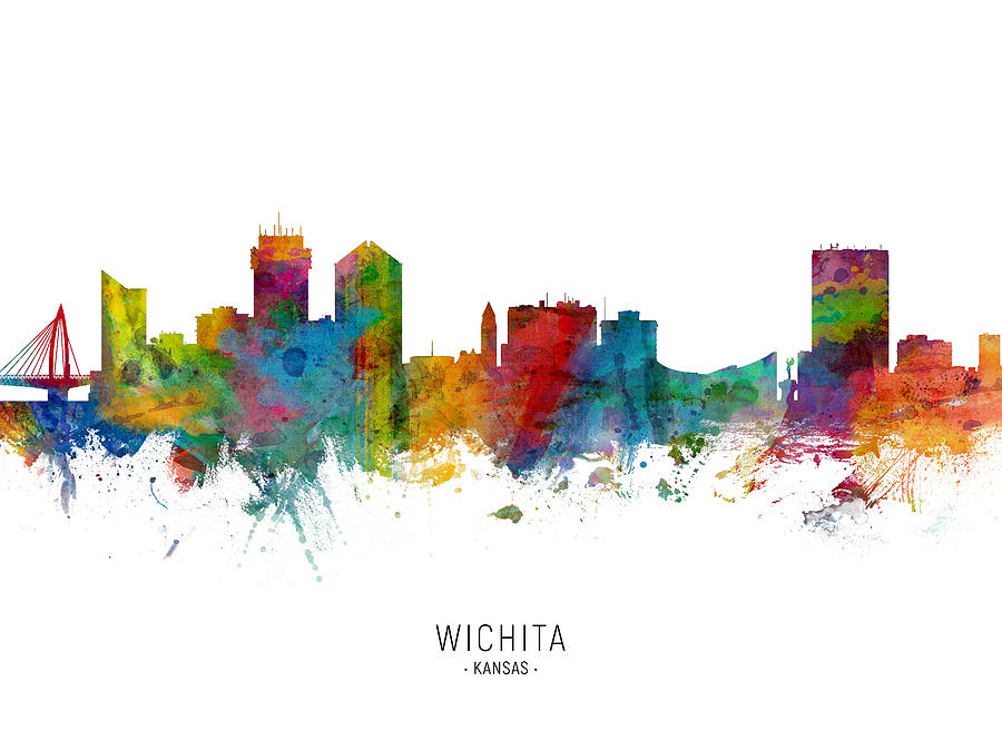 Wichita Kansas Skyline #5 Digital Art by Michael Tompsett