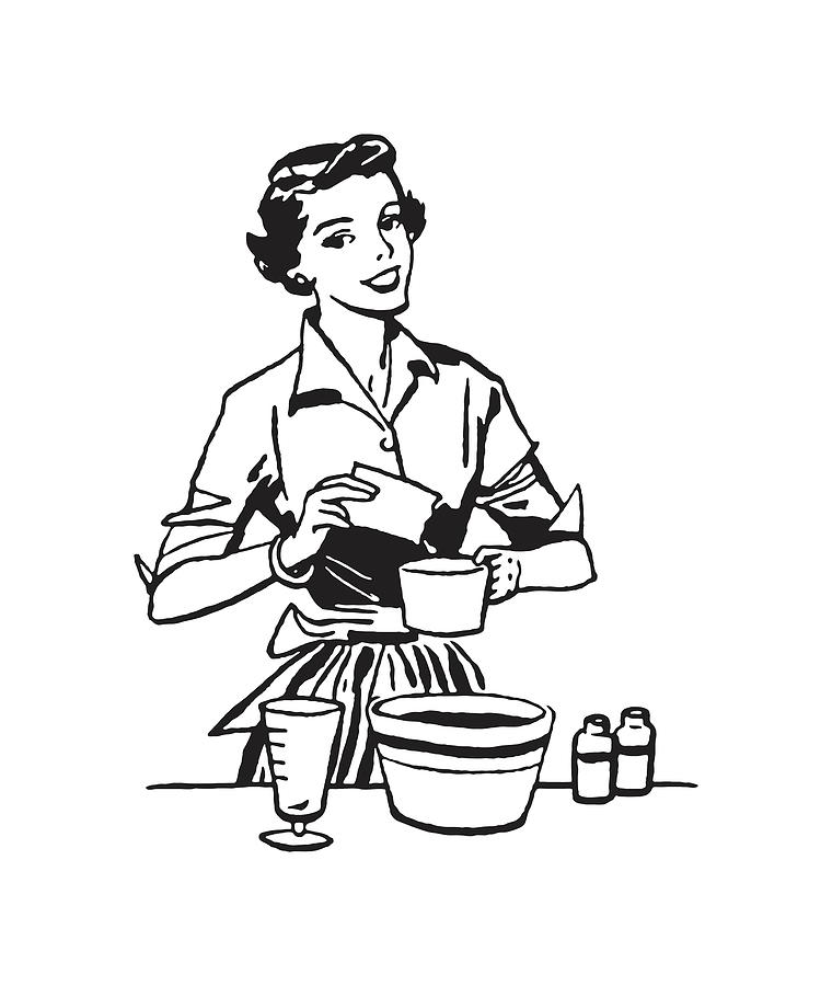 Woman Cooking Drawing by CSA Images - Fine Art America