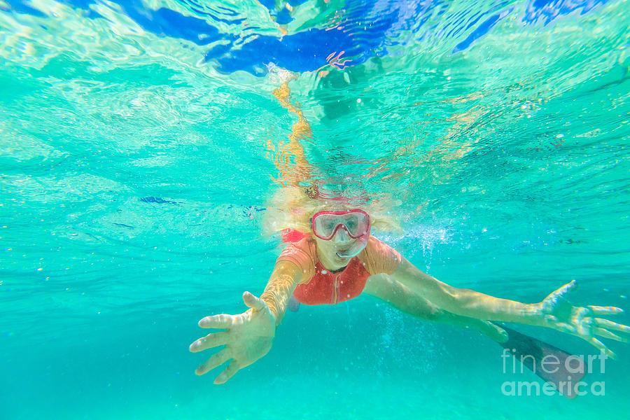 Woman snorkeler in Australia #5 Photograph by Benny Marty