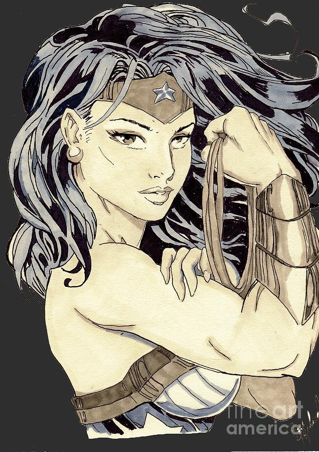 Wonder Woman #5 Drawing by Bill Richards