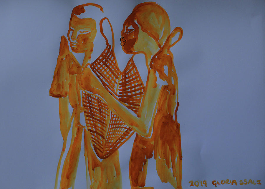 Kintu and Nambi Kintus Tasks #50 Painting by Gloria Ssali