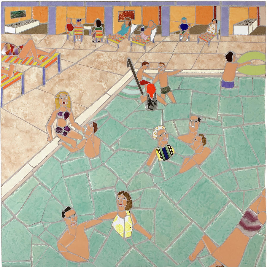 Summer Mixed Media - 5000 Boardwalk Pool Deck by Jonathan Mandell