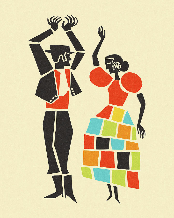 Vintage Drawing - Couple Dancing #51 by CSA Images
