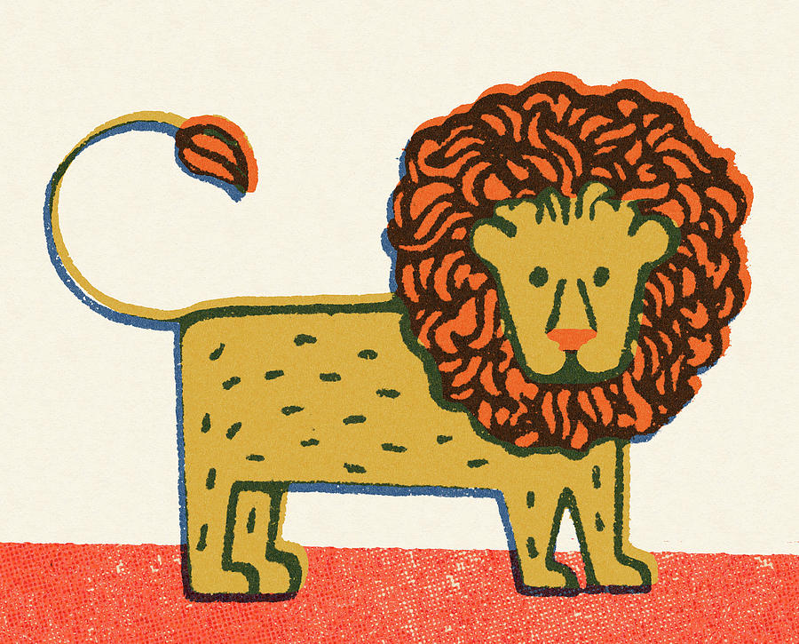 Vintage Drawing - Lion #51 by CSA Images