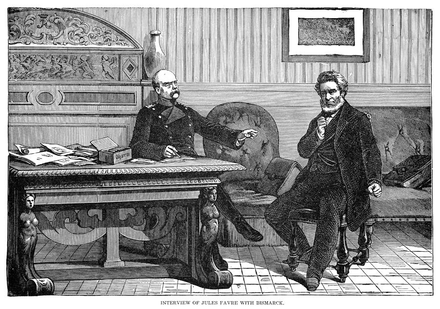 Interview of Jules Favre with Bismarck Drawing by Granger