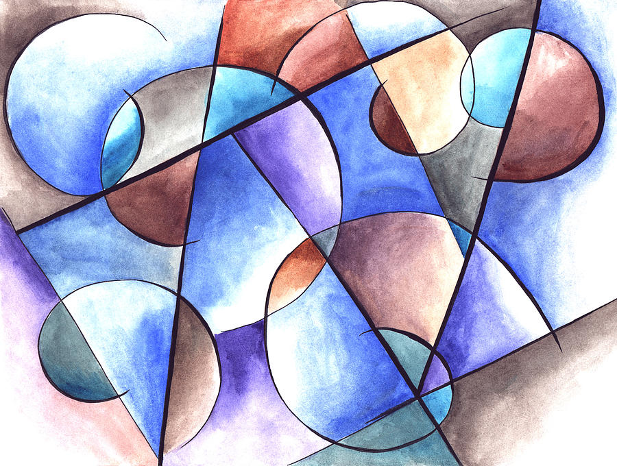 Abstract composition with different shapes and lines. Painting by Yuri