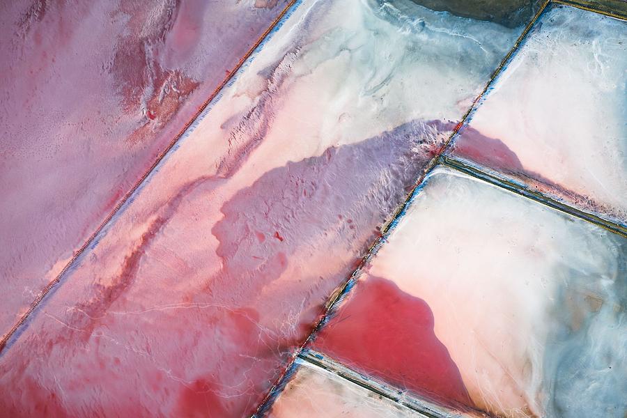 Abstract View Of Pink Lake Salt Water Photograph by Ivan Kmit - Fine