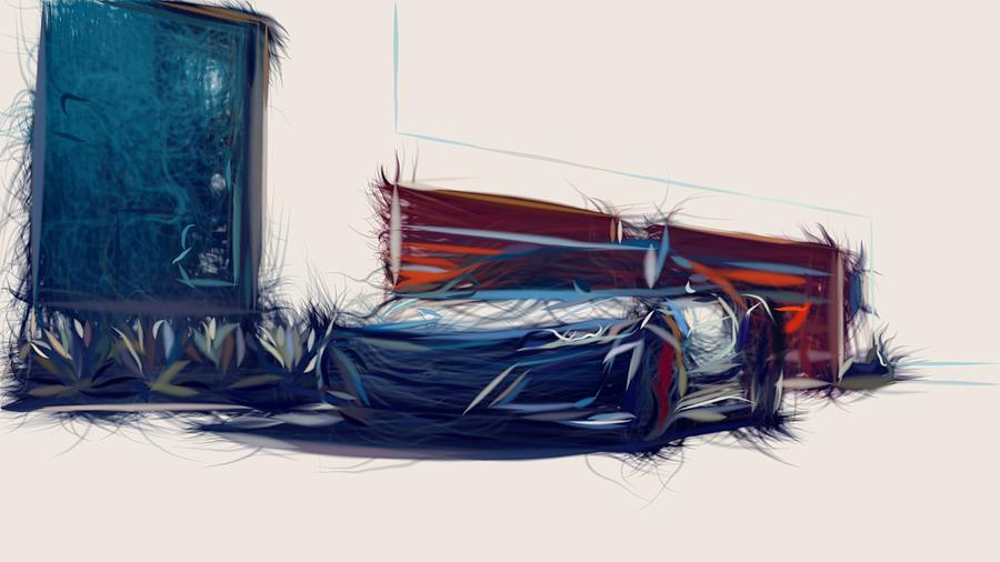 Acura NSX Drawing #7 Digital Art by CarsToon Concept