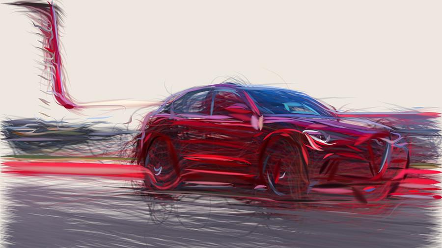 Alfa Romeo Stelvio Quadrifoglio Drawing #7 Digital Art by CarsToon Concept