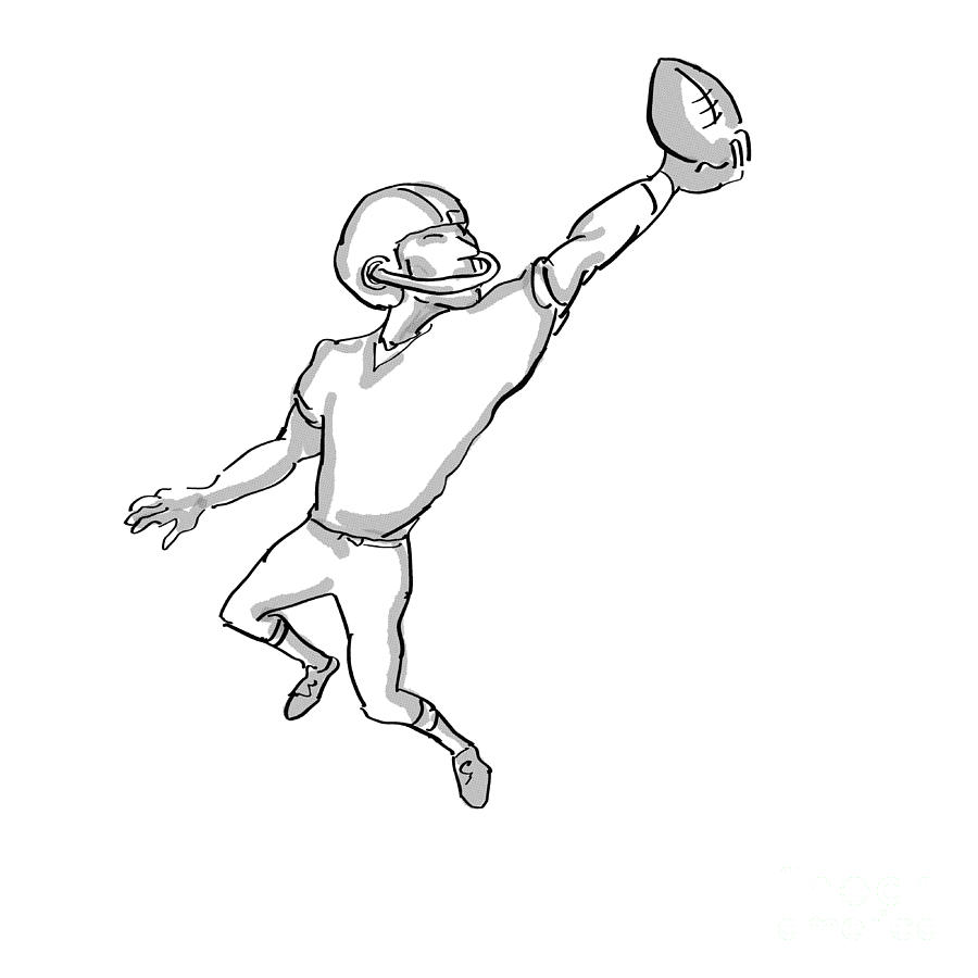 American Football Player Cartoon Black and White Digital Art by Aloysius  Patrimonio - Pixels
