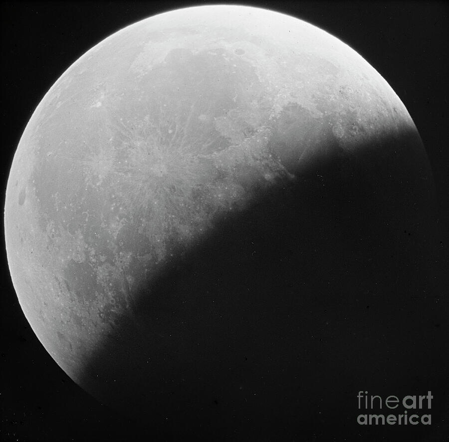 Space Photograph - Astronomical Glass Plate Slide Of The Moon Lunar Eclipse 1910, 1910 Glass Negative by Unknown Artist