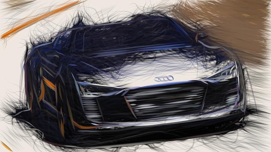 Audi e Tron Spyder Draw #6 Digital Art by CarsToon Concept